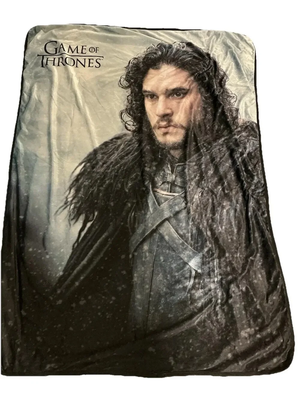 Game of Thrones Jon Snow Throw Blanket Black/Gray Print Official Licensed RARE